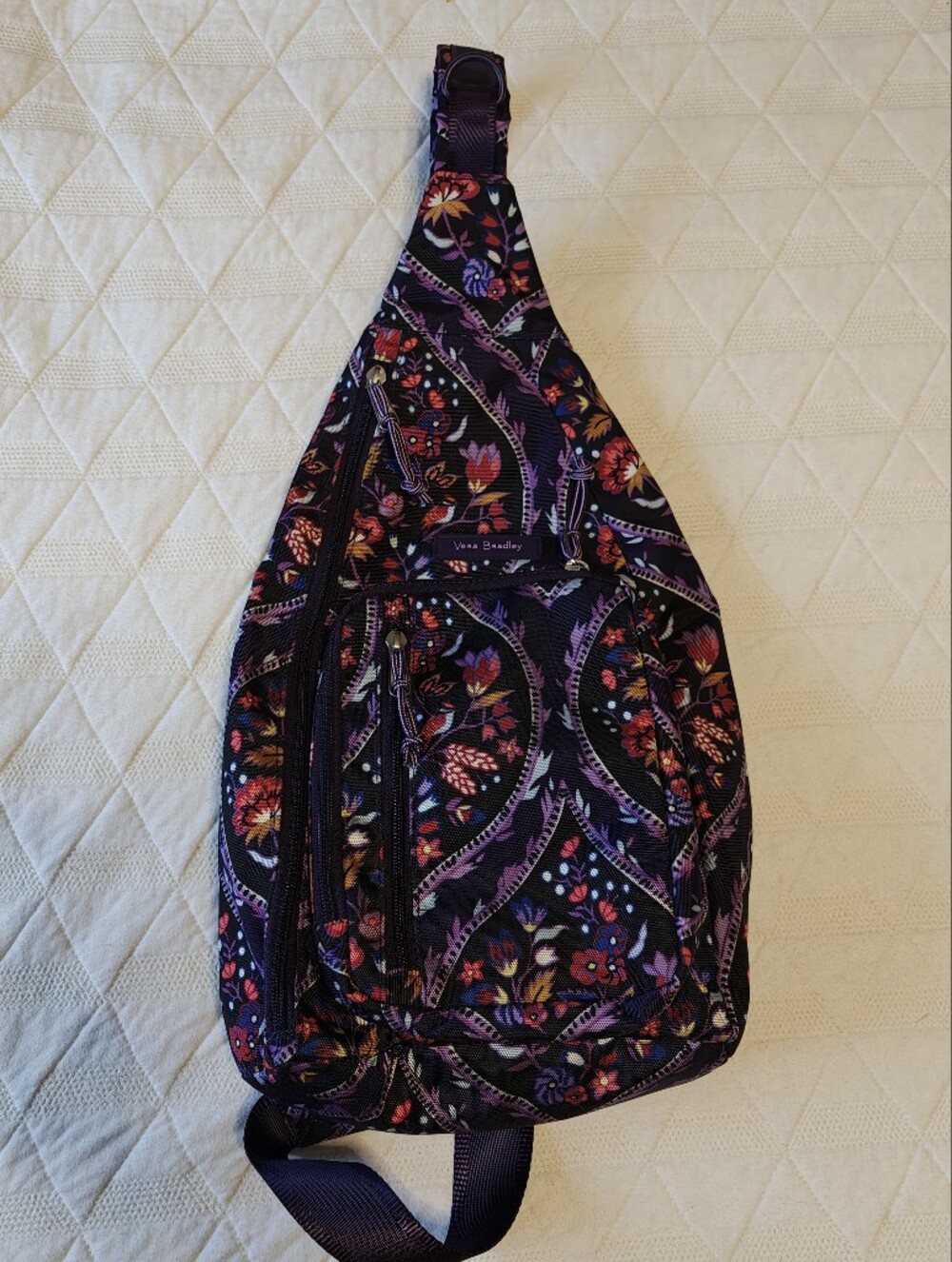 Vera Bradley Purple Floral Sling Bag with Multicolor Accents